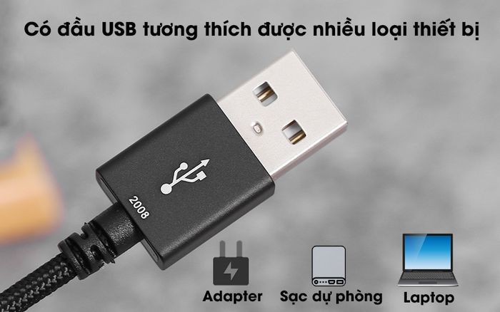 Cáp Lightning MFI 1m Mbest DS949-WB/ DS950-WB - Đầu USB