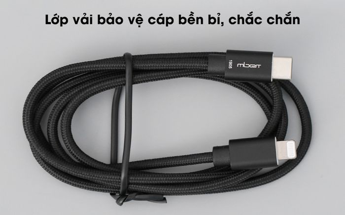 Cáp Type C - Lightning MFI 1m Mbest DS640-WB Đen bền bỉ vá chắc chắn