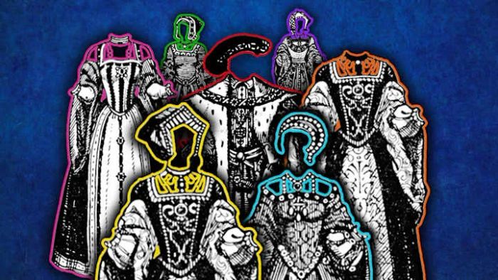 (Starting from yellow) Divorced, beheaded, died, divorced, beheaded, lived on.