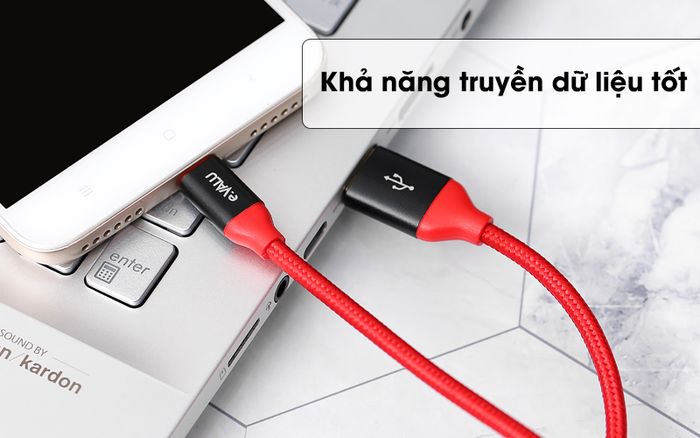Khả năng truyền dữ liệu tốt - Cáp Micro 1m eValu LTM -01 Đỏ đen