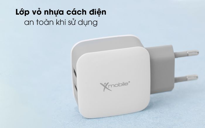 Adapter sạc 2.4A Dual Xmobile DS702 trắng an toàn khi sử dụng