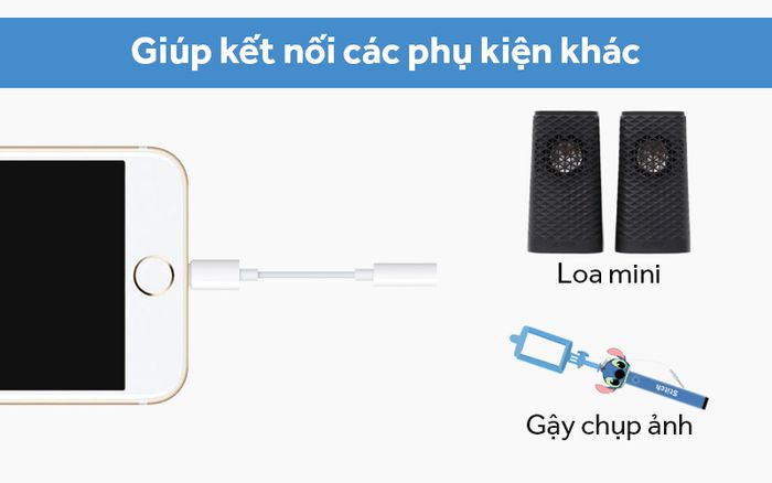Cáp chuyển đổi Lightning sang 3.5mm MMX62 hỗ trợ kết nối nhiều phụ kiện khác