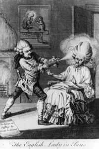 Engraving of an 18th-century wig
