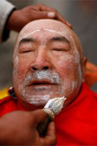 Man Getting Shaved