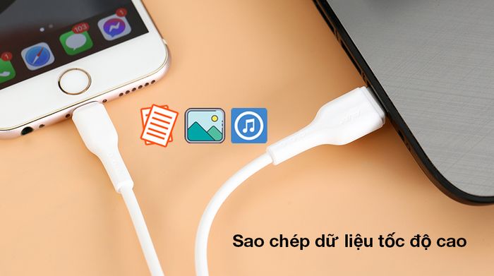 Cáp Lightning 2m AVA+ Kalf - Tốc độ truyền tải dữ liệu cao