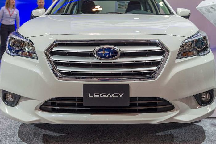 A Subaru Legacy displayed at the 2015 Canadian International AutoShow.