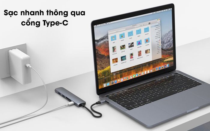 Adapter chuyển đổi Type C 6 in 1 HyperDrive HD22E Xám - Cổng Type C
