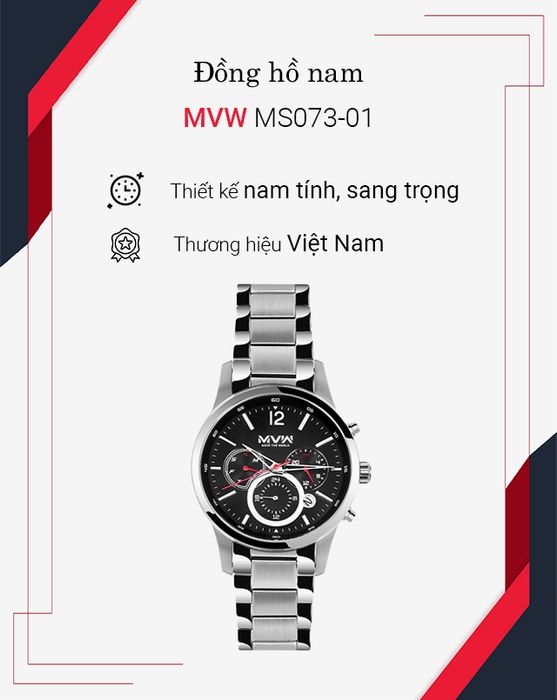 Đồng hồ Nam MVW MS073-01 nổi bật với thiết kế thời thượng