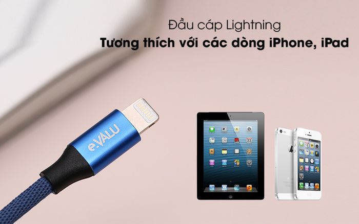 Đầu kết nối Lightning - Cáp Lightning 2m eValu LTL-04X