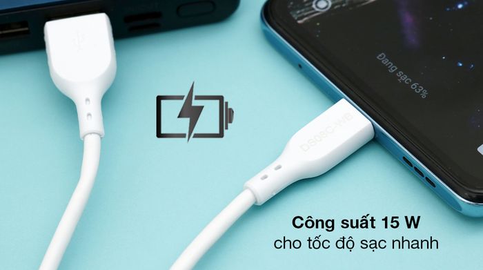 Cáp Type C 2m AVA+ DS08C - Sạc nhanh hơn với công suất 15 W