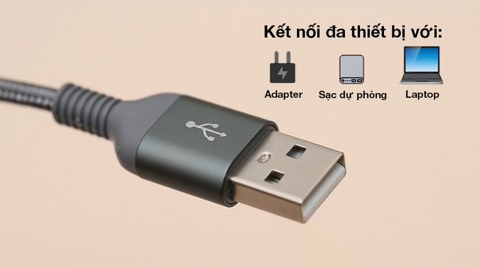 Cáp Lightning Xmobile LJET-L11 Xám - Nguồn vào là định dạng USB