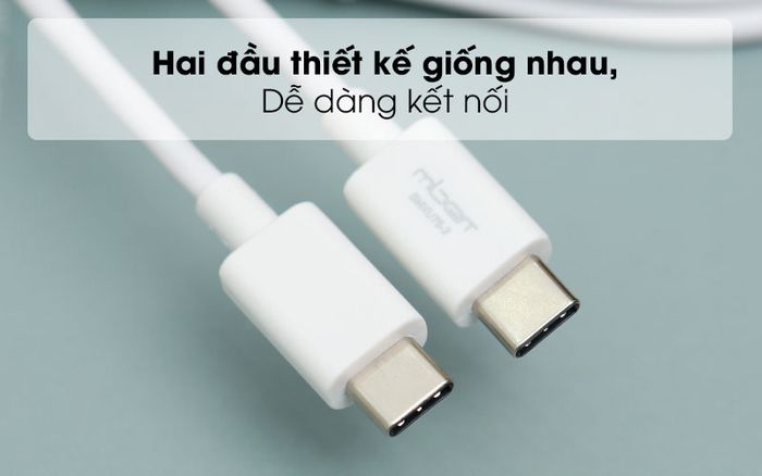 Hai đầu thiết kế giống nhau, dễ dàng kết nối - Cáp Type C-Type C 2m Mbest SMXU75 Trắng