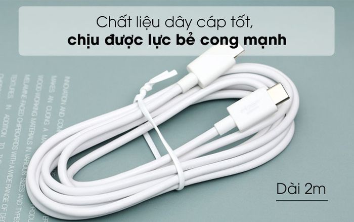 Chất liệu tốt, chịu được áp lực bẻ cong mạnh - Cáp Type C-Type C 2m Mbest SMXU75 Trắng