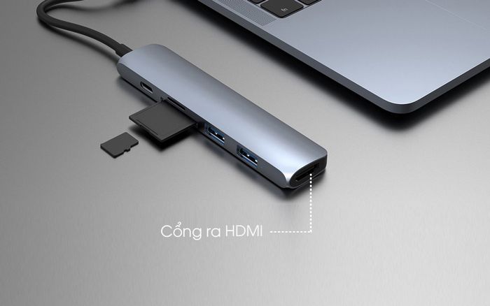 Kết nối đa năng 1 - Adapter chuyển đổi USB C 6 in 1 HyperDrive HD22E Xám