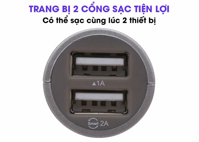 Sạc xe hơi Xmobile Dual USB TS-C063S Xám