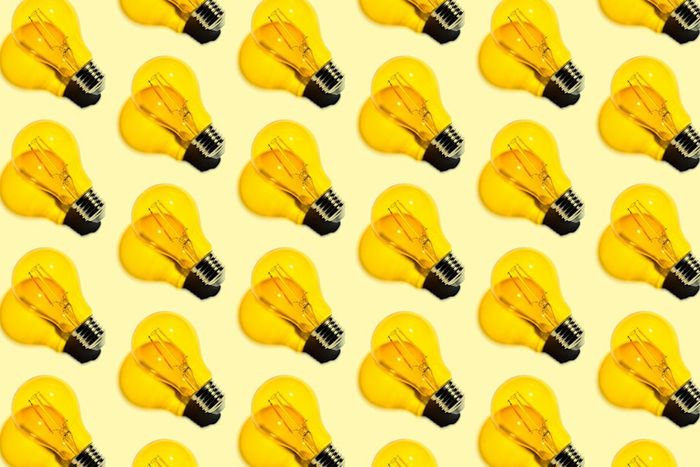 Lightbulbs on a yellow background