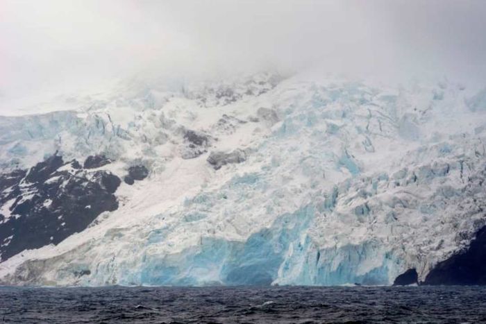 A glacier-covered landscape on Bouvet Island.