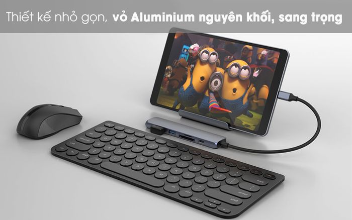 Adapter chuyển đổi Type C 6 in 1 HyperDrive HD22E Xám - Thiết kế đẹp mắt, sang trọng