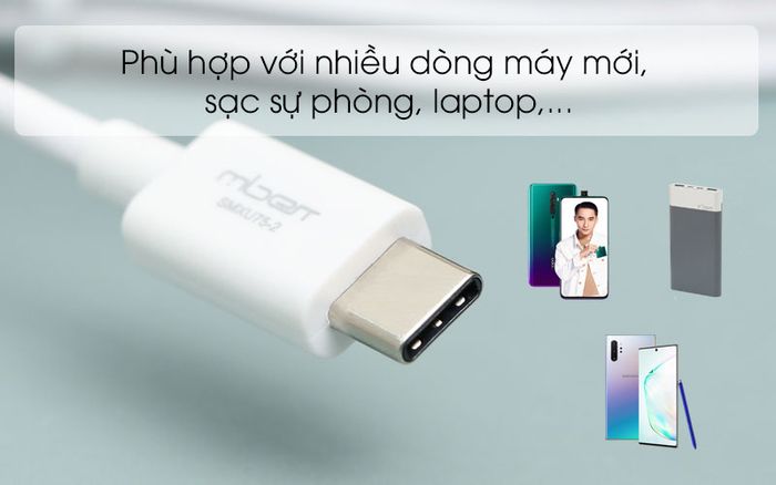 Phù hợp với nhiếu thiết bị - Cáp Type C-Type C 2m Mbest SMXU75 Trắng