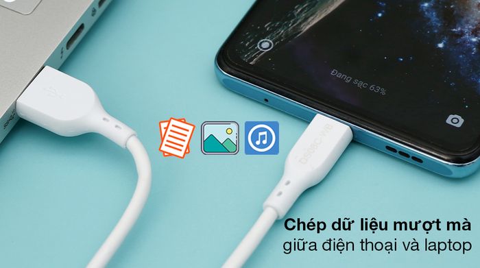 Cáp Type C 2m AVA+ DS08C - Truyền tải dữ liệu tốc độ cao giữa thiết bị di động và laptop, PC