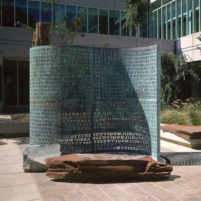 Image of the Kryptos sculpture.