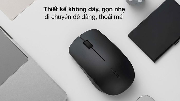Chuột không dây Rapoo M20 Plus Đen - Di động thoải mái với thiết kế không dây, chỉ có 61 gram
