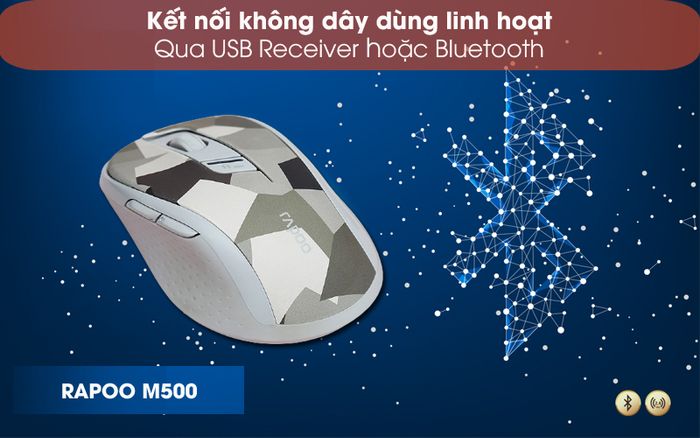 Kết nối không dây - Chuột Bluetooth Silent Rapoo M500