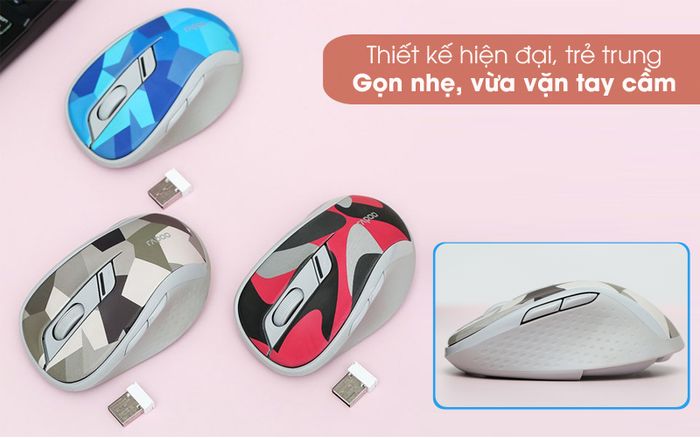 Kiểu dáng đơn giản, họa tiết sinh động - Chuột Bluetooth Silent Rapoo M500