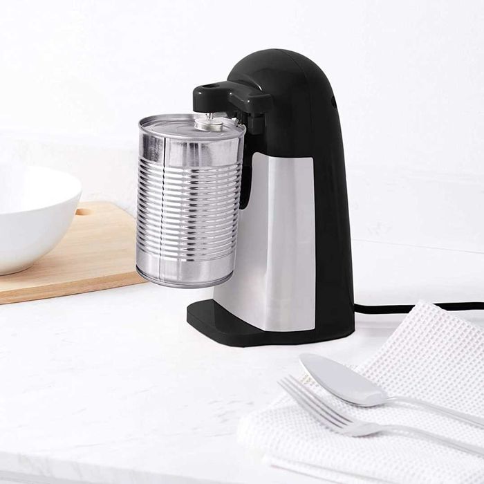 Top Amazon Basics Kitchen Essentials Under $50: Amazon Basics Electric Can Opener shown here.