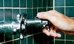 hand reaching for shower handle