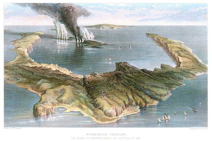 A 19th-century depiction of Santorini