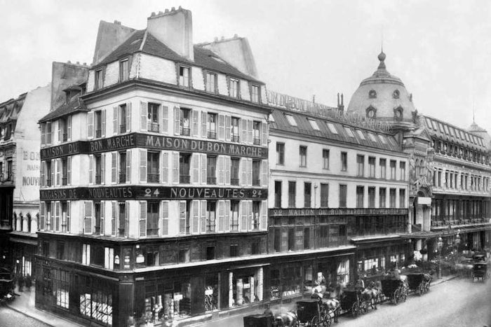 Le Bon Marché, a department store in Paris founded in 1852 by Aristide Boucicaut (1810–1877), pictured here circa 1900.
