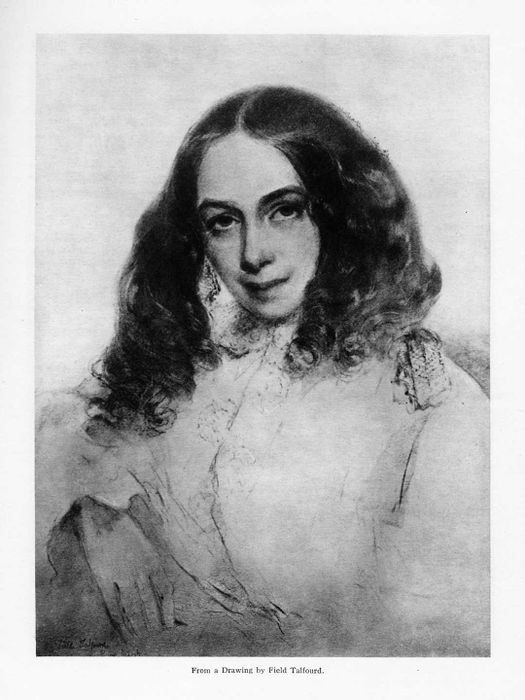 A portrait of English poet Elizabeth Barrett Browning, circa 1859.