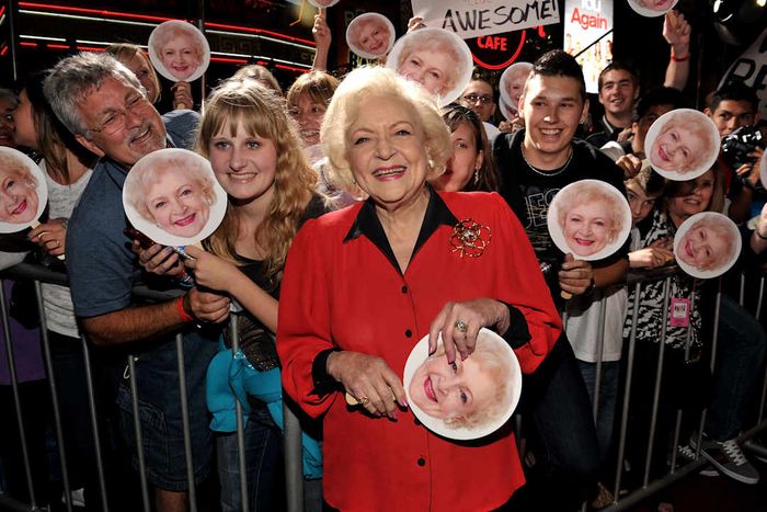 Betty White interacting with fans at the 2010 premiere of 'You Again.'
