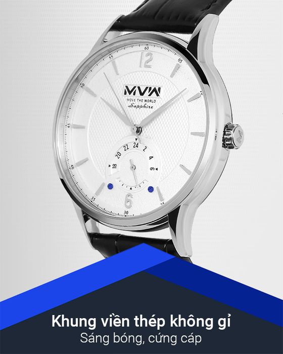 Đồng hồ Nam MVW ML058-01 sở hữu khung viền thép không gỉ sáng bóng