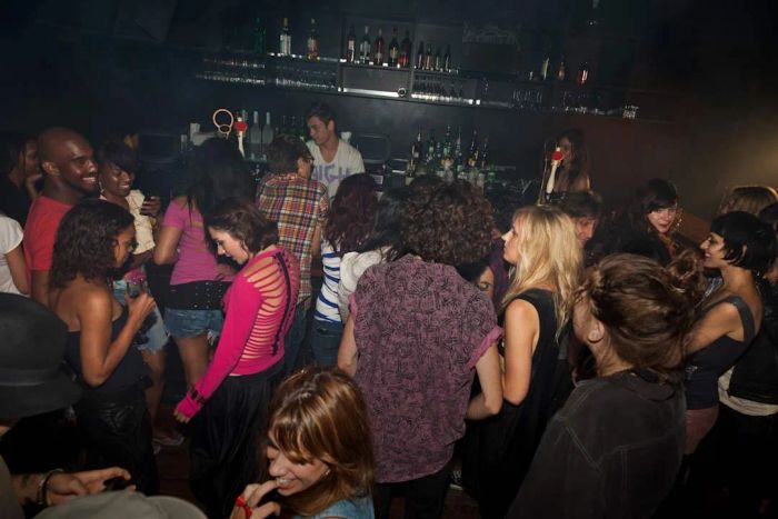 A crowded bar.