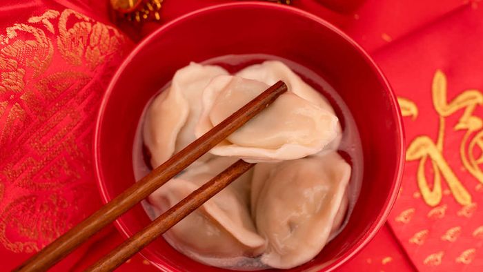 Traditional Chinese dumplings prepared for the Spring Festival.