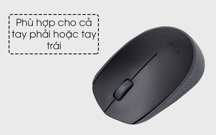 Chuột không dây Logitech M170 Đen - Thiết kế tương thích với người thuận cả tay trái