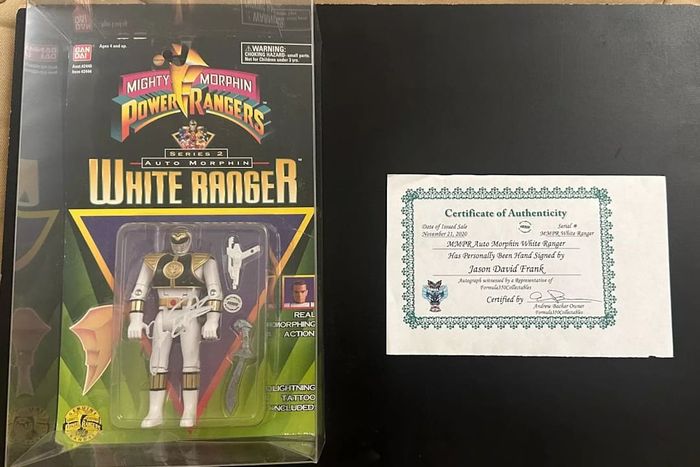 The 1994 Power Rangers Series 2 Morphin White Ranger action figure is shown here.