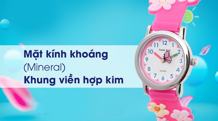 Đồng hồ trẻ em Smile Kid SL022-02 có mặt kính cứng cáp, khung viền bền bỉ