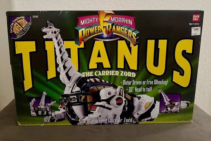 The 1993 Mighty Morphin Power Rangers Titanus Carrierzord is pictured here.