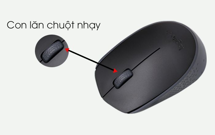 Chuột không dây Logitech M170 Đen - Con lăn chuột mượt mà