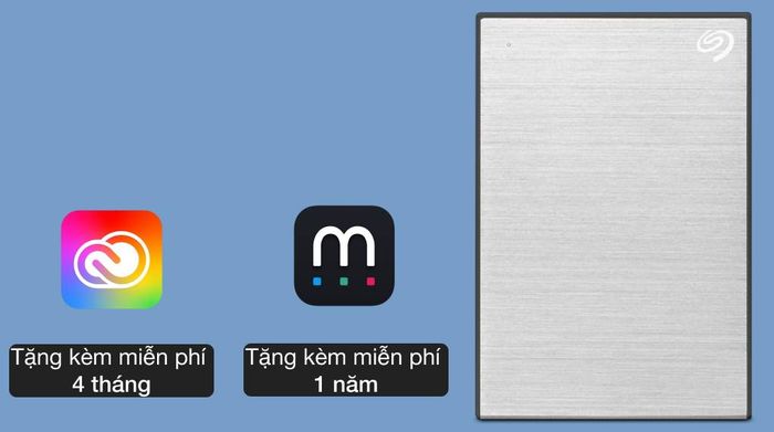 Tặng kèm tài khoản Adobe Creative Cloud và Mylio từ Seagate - Ổ cứng di động 1 TB Seagate One Touch STKY1000401 Bạc