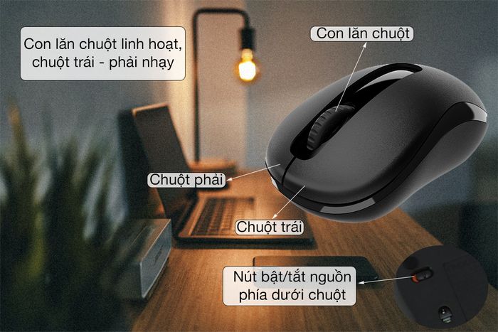 Con lăn, nút bấm mượt mà, nhạy - Chuột Không Dây Rapoo M216 Đen
