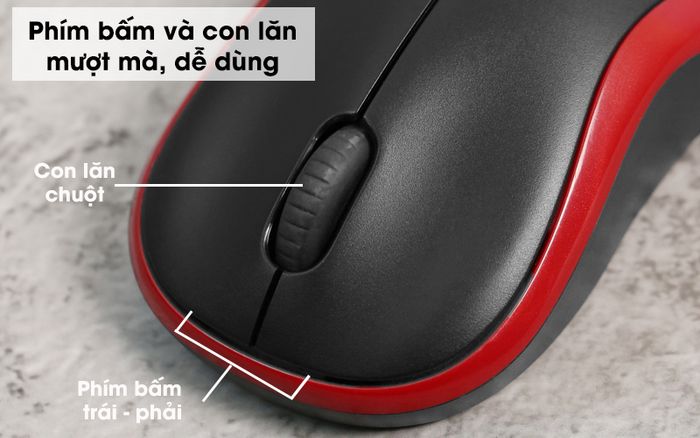 Chuột không dây Logitech M185 - Các phím bấm nhẹ êm