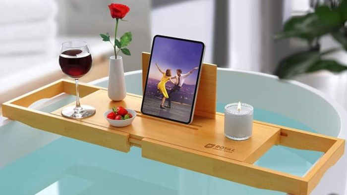 Top Winter Staycation Picks: ROYAL CRAFT WOOD Luxury Bathtub Tray Caddy