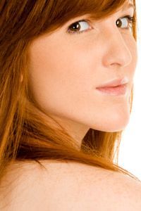 A woman with fair skin.