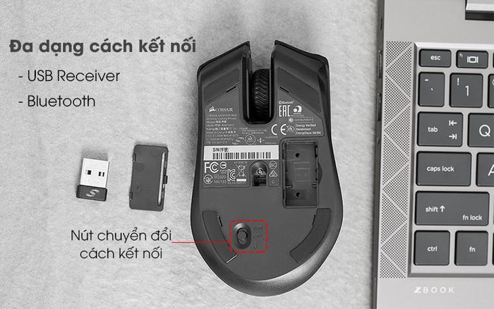 Chuột Bluetooth Gaming Corsair Harpoon RGB Đen - Kết nối