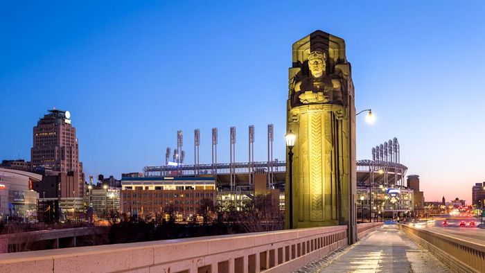 A representation of one of Cleveland's Guardians of Traffic.