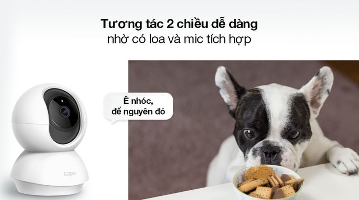 Camera IP 360 độ 3MP TP-Link Tapo C210 - Thực hiện các cuộc trò chuyện 2 chiều dễ dàng với loa và mic gắn trên camera